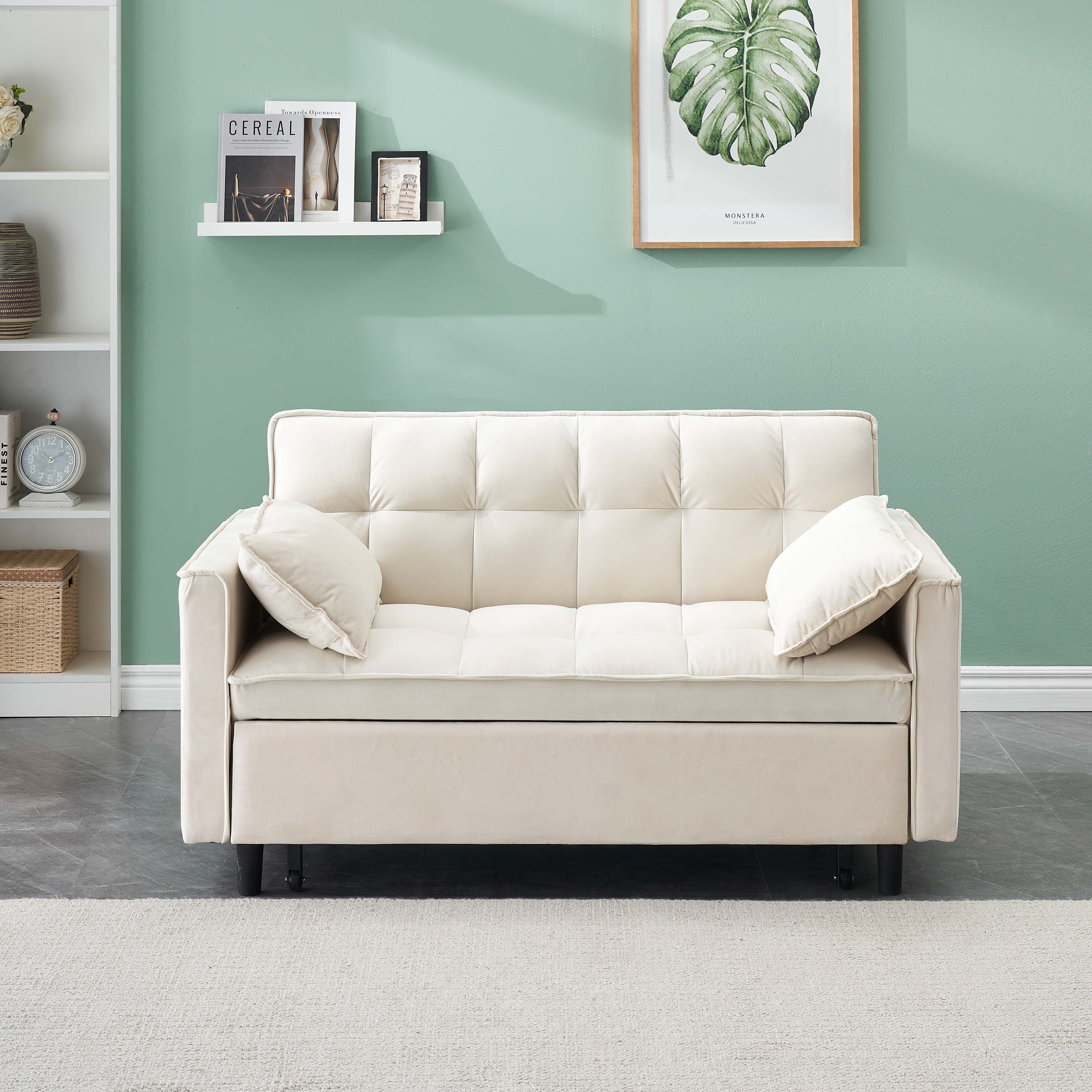 Mercer41 Modern velvet sofa small love seat casual sofa with back 3 in 1 convertible sleep sofa bed. Wayfair